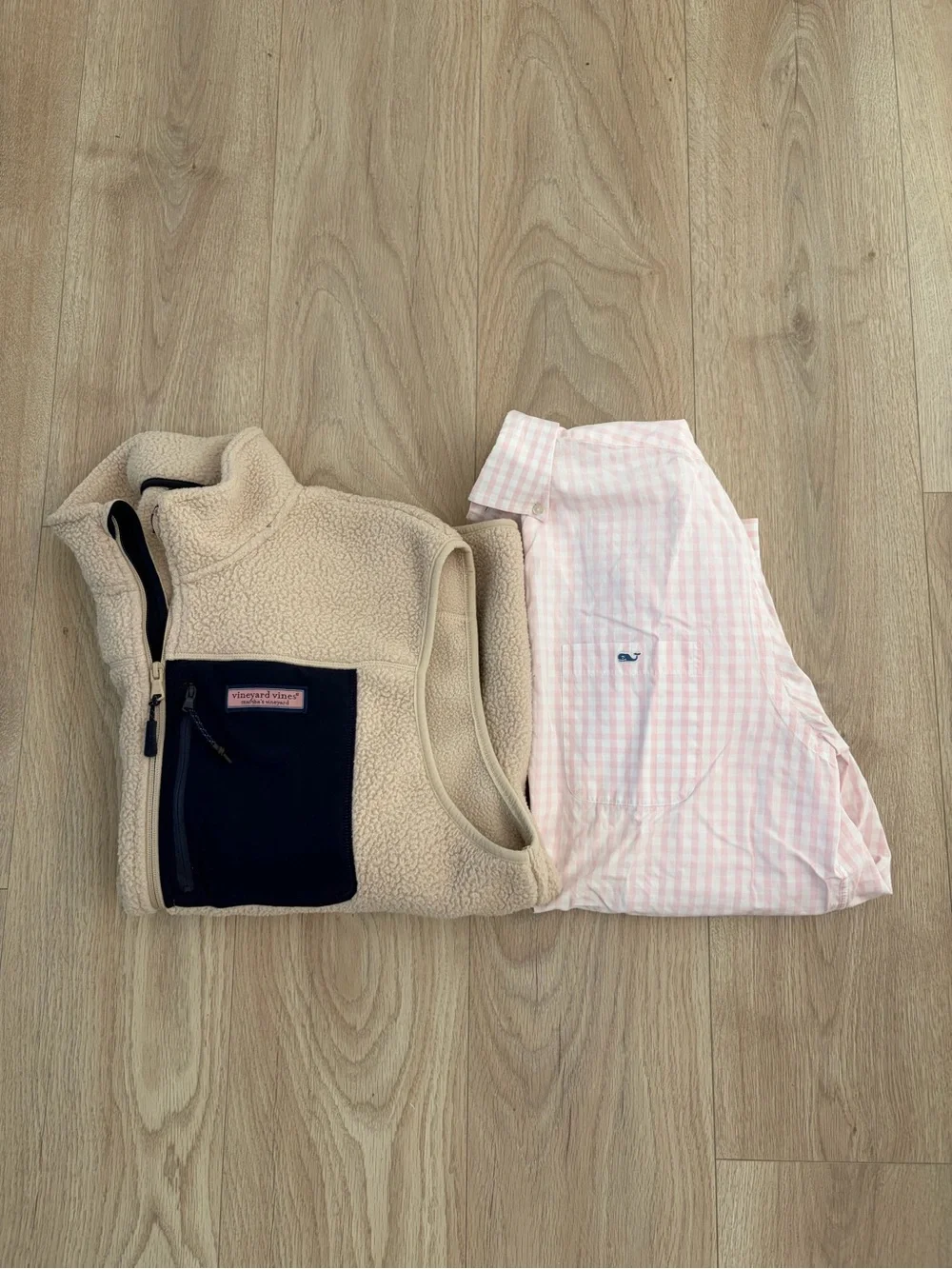 Vineyard Vines Sherpa Vest and Gingham Tucker Shirt